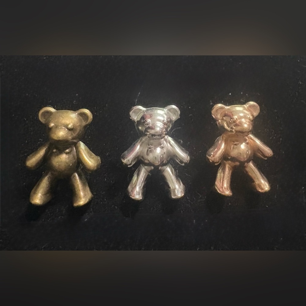 Gold,Silver Rose Gold Toned Teddy Bear Brooch Set